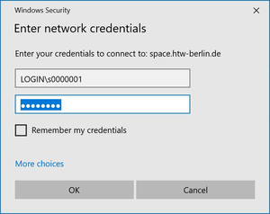 Enter network credentials