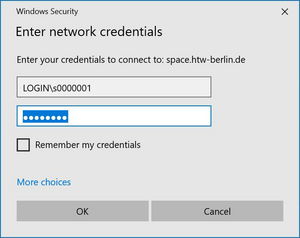Enter network credentials Enter network credentials