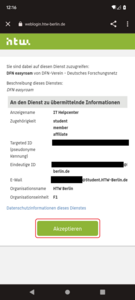 Datenübermittlung akzeptieren