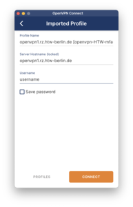 OpenVPN Login - Screenshot © HTW Berlin