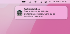 Profil muss noch installiert werden