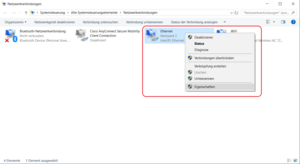 LAN-Eigenschaften auswählen