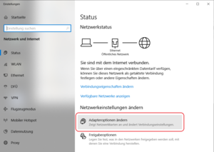 Adapteroptionen aufrufen