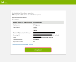 Auf akzeptieren klicken