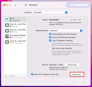 Wi-Fi Setting Window - Screenshot © HTW Berlin