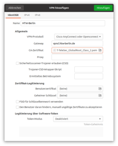 VPN-Typ konfigurieren - Screenshot © HTW Berlin