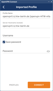 OpenVPN Login View