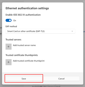 Network Settings Window with Method Selection