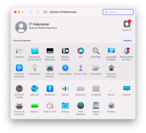 System setting menü - Screenshot © HTW Berlin