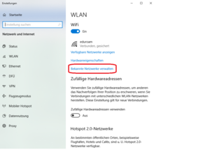 [Translate to Englisch:] Bekannte Netzwerke verwalten aufrufen