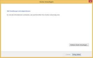 Kontoeinstellungstest erfolgreich