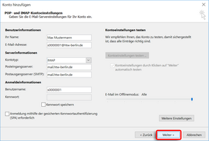 Kontoeinstellungen Übersicht