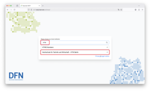 Auswahlliste der Hochschulen - Screenshot © HTW Berlin Auswahlliste der Hochschulen - Screenshot © HTW Berlin