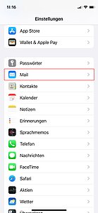 iOS Einstellungen