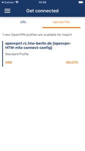 OpenVPN Profile Import View