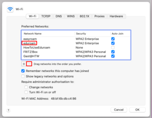 Window with known Wi-Fi - Screenshot © HTW Berlin
