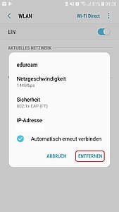 [Translate to Englisch:] eduroam löschen