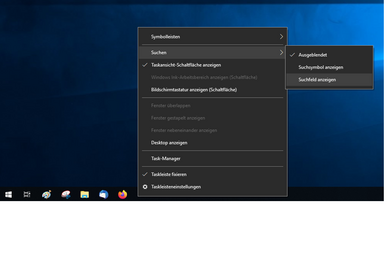 [Translate to Englisch:] Suchfeld in der Taskleiste einblenden