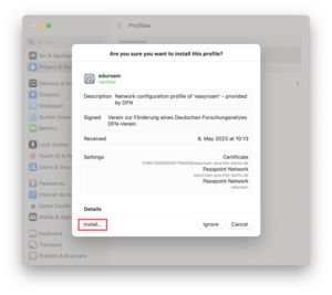 Install profile step 2
