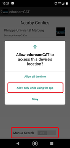 Allow app to access location