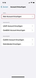 zweite Auswahl des Kontotyps