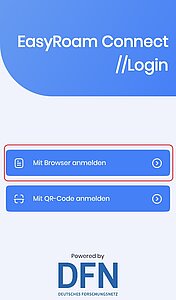 App starten und "Mit Browser anmelden"