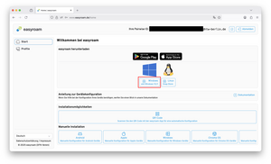 Downloadbutton auf der easyroam.de Seite - Screenshot © HTW Berlin