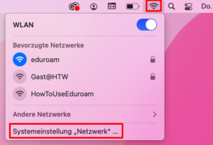 Wlanmenü - Screenshot © HTW Berlin