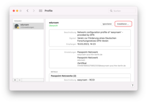 eduroam-Profil installieren
