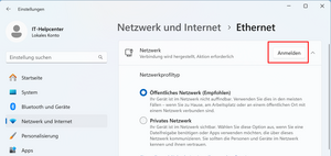 Netzwerkeinstellungsfenster