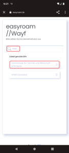 HTW eingeben und auswählen