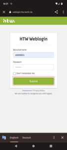 Mit dem HTW account anmelden