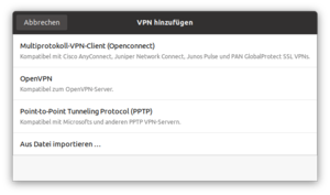 VPN Typ auswählen - Screenshot © HTW Berlin