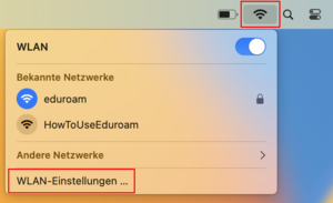 Wlanmenü - Screenshot © HTW Berlin