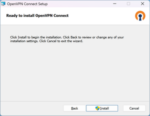 Setup Window of OpenVPN with Installation Confirmation