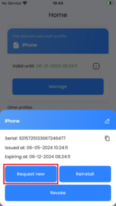 Request a new certificate