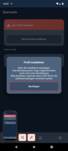 Neues Profil bestätigen