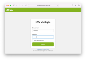 HTW-Weblogin-Maske - Screenshot © HTW Berlin