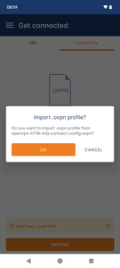 OpenVPN Profile Import Confirmation