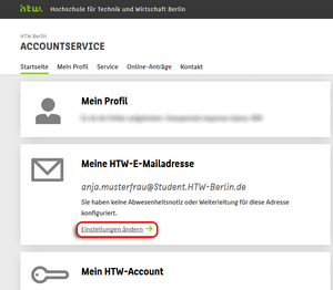 Accountservice Seite