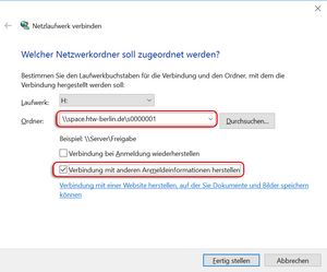 Netzlaufwerk verbinden Fenster mit Ordnerpfad