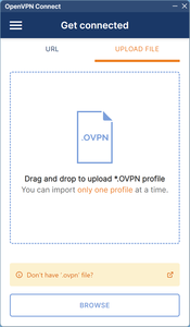 OpenVPN Upload View for the Configuration File