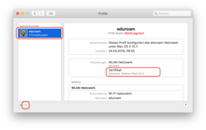 [Translate to Englisch:] eduroam löschen