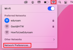 Wi-Fi Menü - Screenshot © HTW Berlin