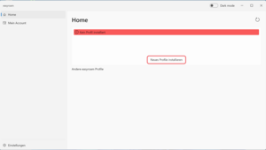 Klick auf neues Profil installieren