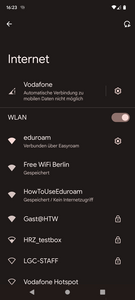 Eduroam als Netzwerk auswählen