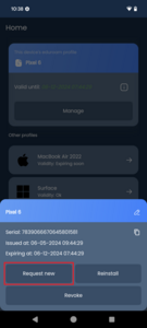 Request a new certificate